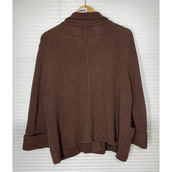 Willow Cardigan Sweater M Brown Heavy Knit Cotton Boho Lagenlook Wooden Buttons - Picture 2 of 14